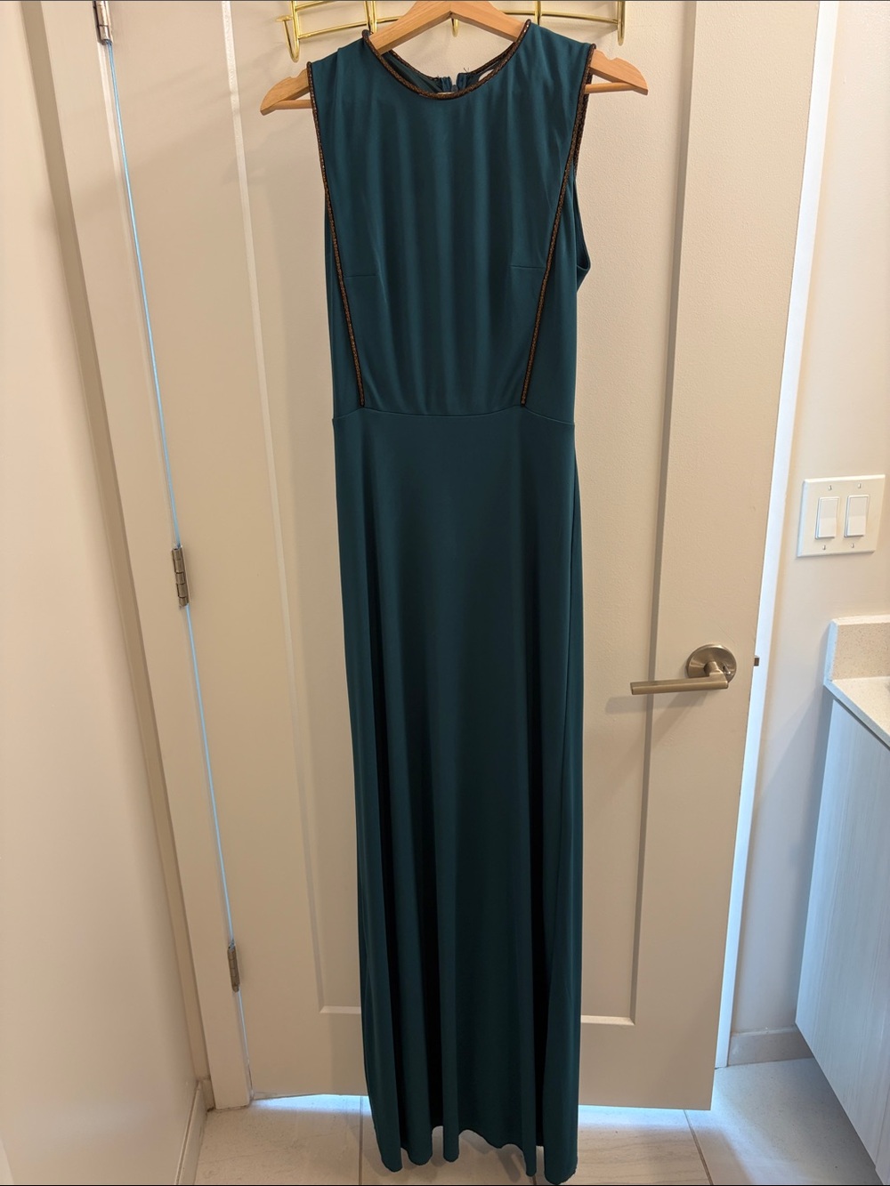 Mango Elegant Sleeveless Teal Maxi Dress - Elegant Evening Wear